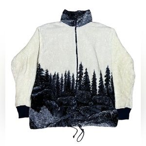 Vintage Nature Mountain Scenery Zip Up Fleece